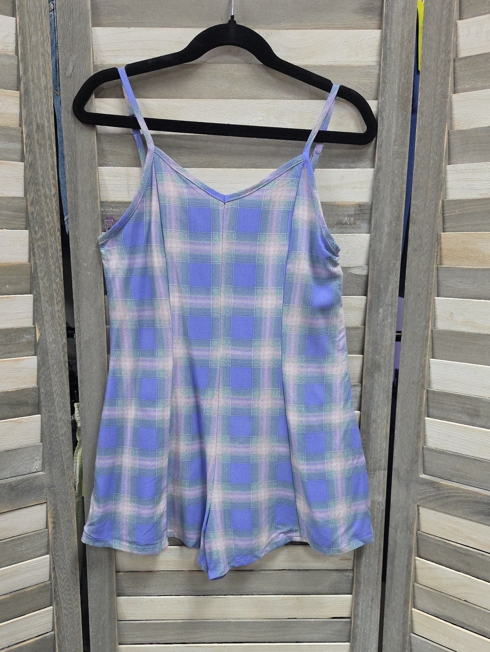 art class Lavender & Pastel Plaid Sleeveless Romper |Small (6/7)
